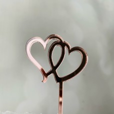 Acrylic Pick - Double Heart - Rose Gold - 6cm