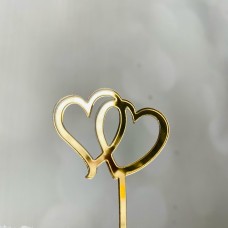 Acrylic Pick - Double Heart - Gold - 5cm