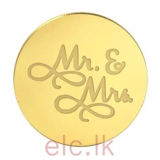 MR AND MRS Mirror Topper Round GOLD 4.8cm