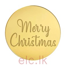 Merry Christmas Mirror Topper Round (2) GOLD 4.8cm