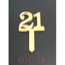 ACRYLIC Number Topper - 21 Gold 2.5cm