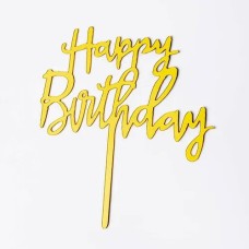 Mirror Topper - Happy Birthday Gold -11cm