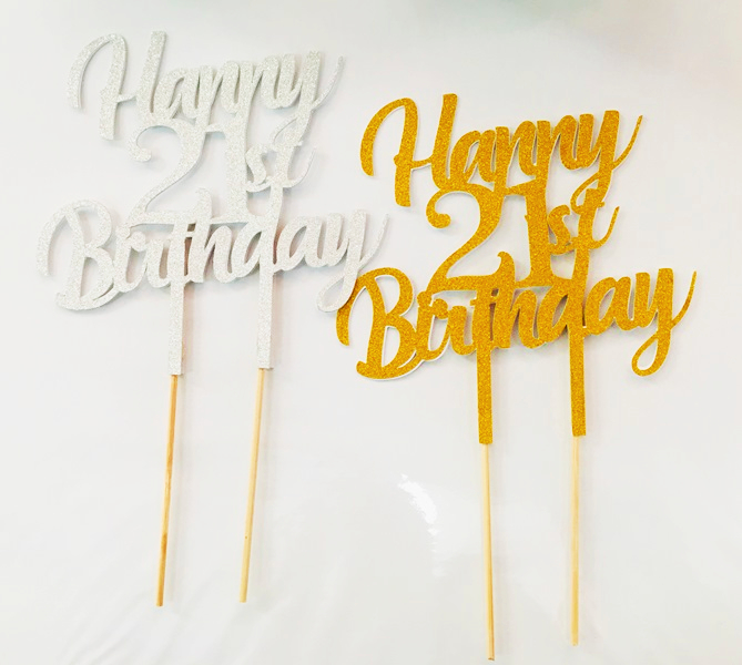 Glitter Picks - Happy 21st Birthday 15cm