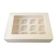 Cupcake Box with insert - 12 holes WHITE ( INSIDE WHITE )