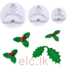 Three holly Leaf Plunger Cutter - Set of 3